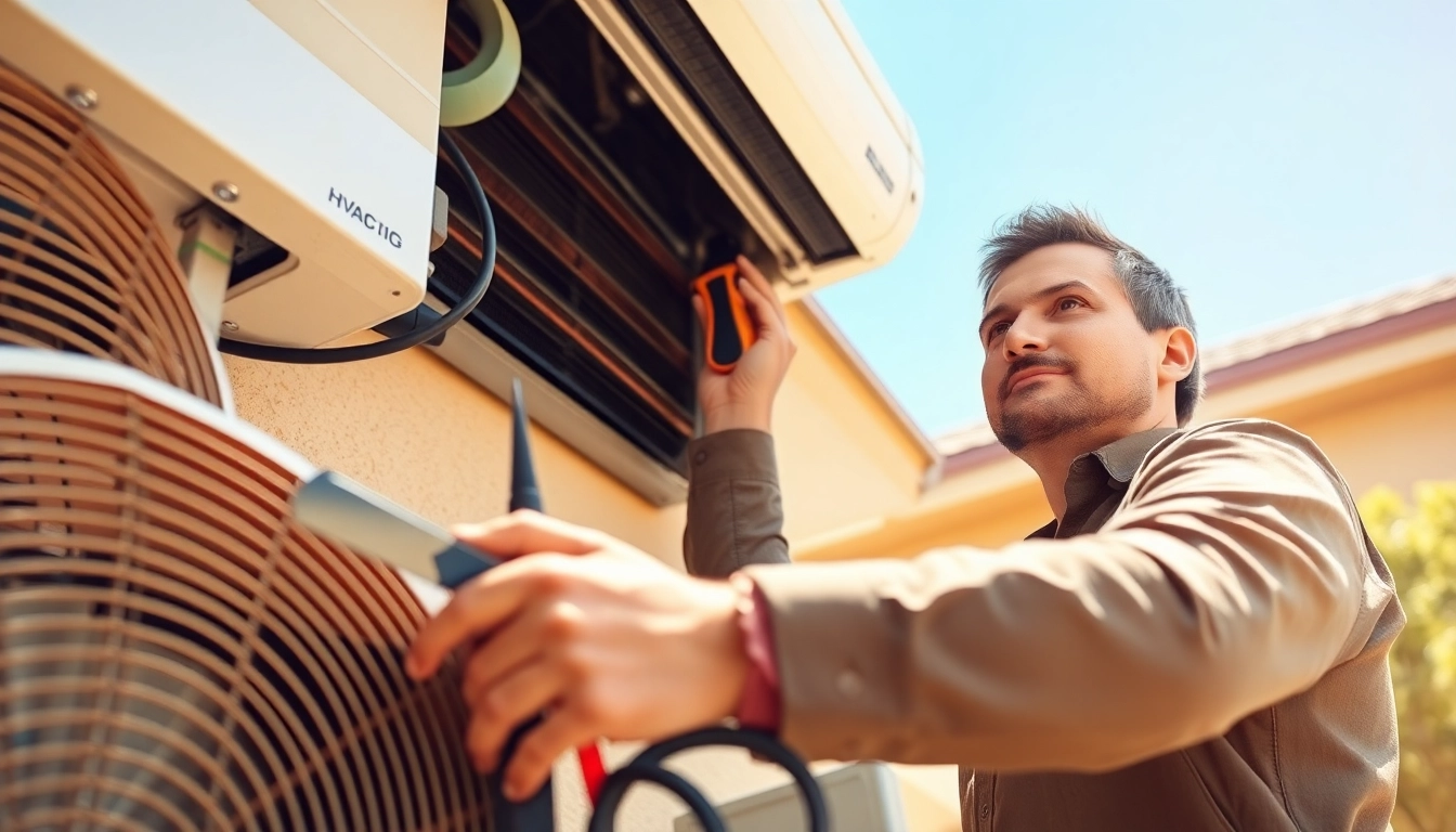 Technician performing ac repair phoenix az service in a sunny residential setting.