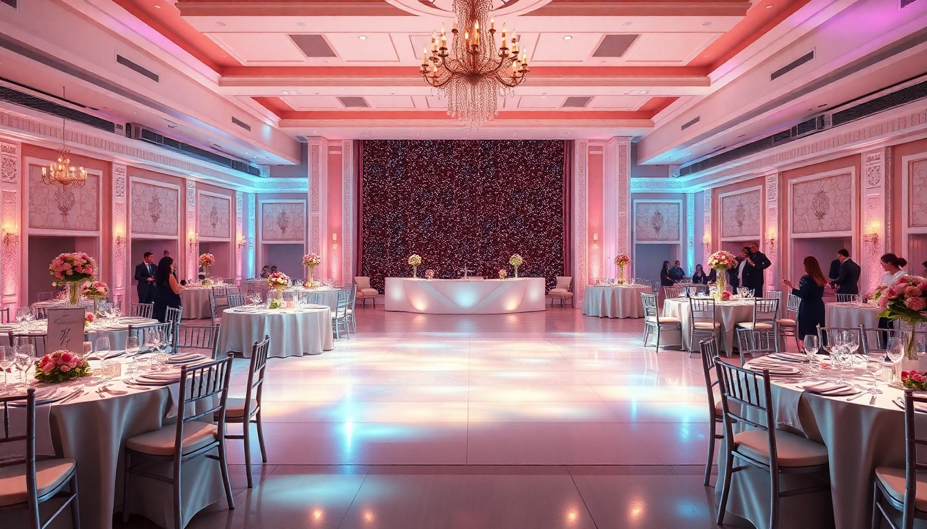 Trenton event center showcasing an elegant wedding reception setup with sophisticated decor.