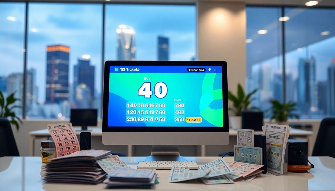 Buy 4D online with an engaging lottery ticket sales setup showcasing an interactive interface.