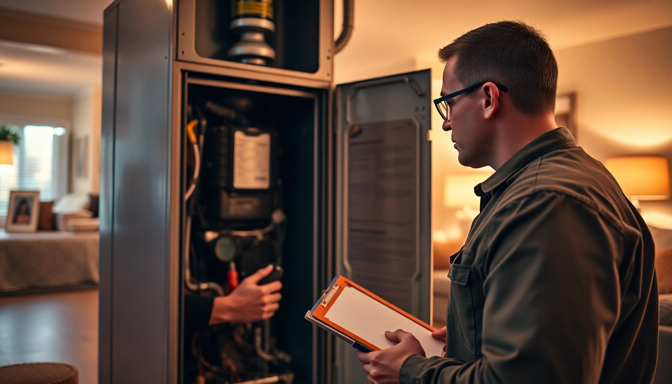 Technician performing Furnace repair Brentwood TN in a cozy home setting.
