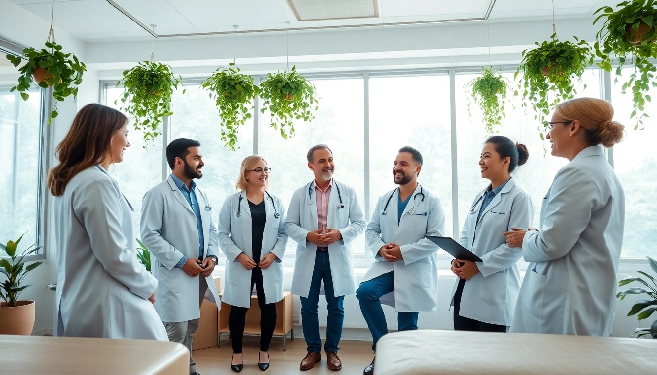 Concierge care physicians providing personalized medical attention in a welcoming clinic.