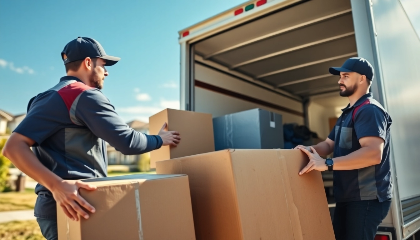 Movers Calgary loading furniture into a truck, highlighting professional moving services.
