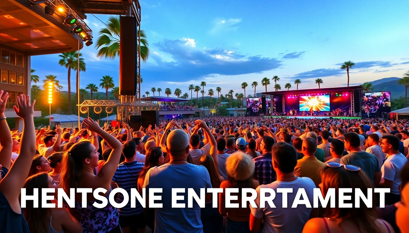 Engaged crowd celebrating at a Henderson entertainment concert with vibrant atmosphere.