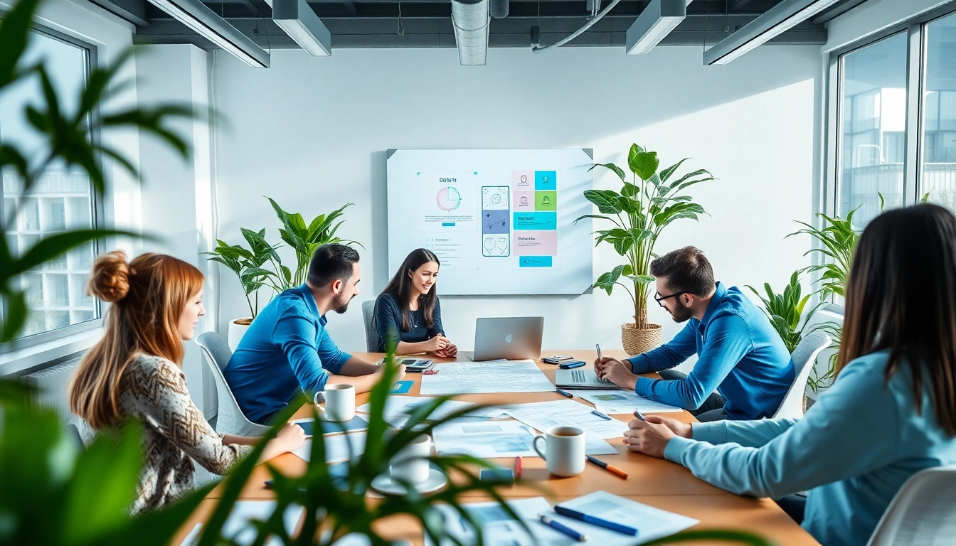 Kansas City web design company team collaborating in a modern office environment