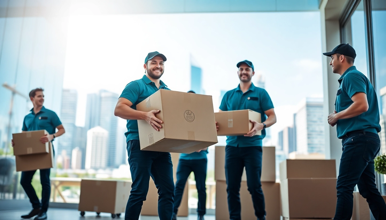 Movers calgary team demonstrating professionalism while moving furniture in Calgary's vibrant cityscape.